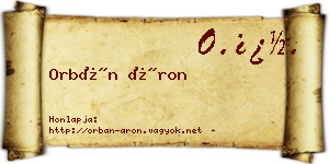 Orbán Áron névjegykártya